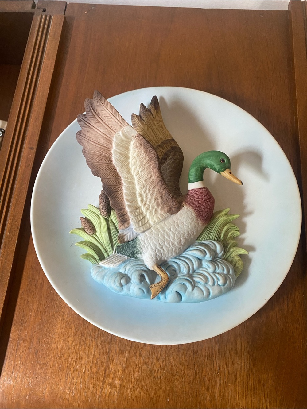 Vintage Mallard Duck Wall Plate - Green, Brown, Blue